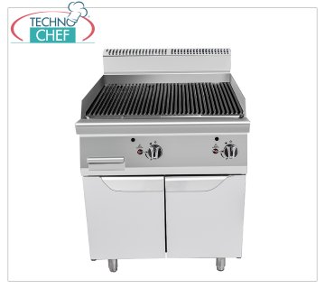 Technochef - LAVA STONE GRILL auf MOBIL, Kw.18,00 LAVASTEINGRILL auf MOBIL, Linie 900, thermische Leistung 9+9 kW, Abm. 800 x 900 x 1140 mm