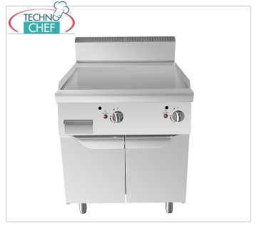 Technochef – GAS-GRILLGRILL mit GLATTER PLATTE auf MOBIL, Kw.20,00 GASGRILLPLATTEN mit GLATTE PLATTE auf MOBILE, Linie 900, thermische Leistung Kw 10,00+10,00, Abm.mm.800x900x1140h