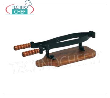 Forcar - MORSA für PROSCIUTTO in ACCIAIO, Mod.AV4515 Schinkenhalter aus Stahl mit Holzstütze und Griffen, Abmessung.580x250x190h