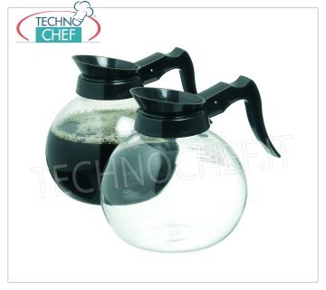 Technochef - CARAFE in Glas für Caffe Filter ab lt.1.7, mod. COMA15 Glaskaraffe für Kaffeefilter mit Griff und Ausguss aus schwarzem Kunststoff, Inhalt 1,7 l, Durchmesser 150 mm, Höhe 175 mm.