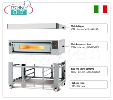 Elektrischer Pizzaofen für 12 Pizzen, 300 mm dick, 1230 x 930 mm Kammer