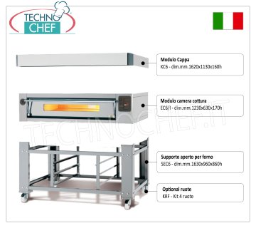 Elektrischer Pizzaofen für 8 Pizzen à 300 mm, Kammer 1230x630 mm