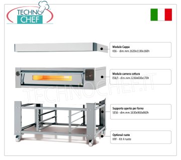 Elektrischer Pizzaofen für 8 Pizzen, 300 mm dick, 1230 x 630 mm Kammer
