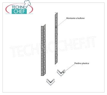TECHNOCHEF – Seitenschulter für Bolzenregale aus Edelstahl 304, Mod. 96200 x 2 + 96900 x 2