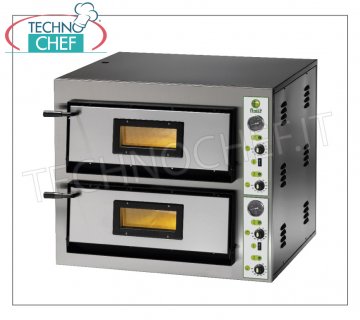 FIMAR - Elektrischer Pizzaofen für 6+6 Pizzen, 2 unabhängige Kammern mit den Maßen 66 x 99,5 cm, ohne PYROMETER, mechanische Steuerung, mod. FES6+6 ELEKTRISCHER PIZZAOFEN für 6+6 Pizzen, 2 unabhängige Kammern mm.660x995x140h, feuerfeste Kochplatte, 4 EINSTELLBARE THERMOSTATE für TOP und TOP, Temperatur von +50° bis +500 °C, Kw.14,4, Gewicht 159 Kg , Außenmaße mm.900x1080x750h