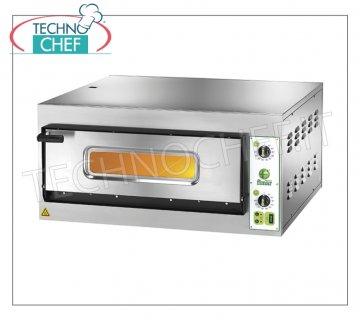 FIMAR - Elektrischer Pizzaofen, für 4 Pizzen, 1 Kammer cm. 66x66, mechanische Steuerung, ohne PYROMETER, mod. EDF4 ELEKTRISCHER PIZZAOFEN mit 1 KAMMER mm.660x660x140h, mit GLASTÜR, feuerfestem Kochfeld, 2 EINSTELLBAREN THERMOSTATEN für TOP und TOP, Temperatur von +50° bis +500 °C, Außenmaße mm.900x785x420h