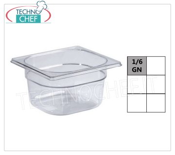 Gastronormbehälter GN 1/6 aus Polycarbonat Gastro-Norm-1/6-Schüssel aus Polycarbonat, Fassungsvermögen 1,0 l, Abm. 176 x 162 x 65 mm