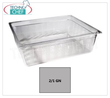 Gastronorm-Tablett GN 2/1 aus Polycarbonat Gastro-Norm 2/1 Schüssel aus Polycarbonat, Fassungsvermögen lt.58,4 Abm. mm 650 x 530 x 200 h