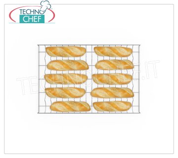 GEFORMTES CHROMIERTES 5-KANAL-GITTER mm 600x400 5 KANALFÖRMIGES Chromgitter mm 600x400 für Baguettes oder vorgekochte Brote.