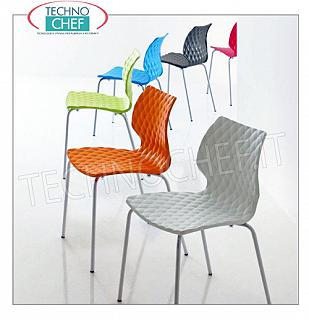 Stühle STUHL mit POLYPROPYLENKÖRPER in den Farben zur Auswahl (siehe Tabelle), 4-Bein-Rahmen aus PAINTED STEEL-Rohr in 15 Farben Ihrer Wahl (siehe Tabelle), UNI-Kollektion von METALMOBIL, dim.mm.470x530x790h