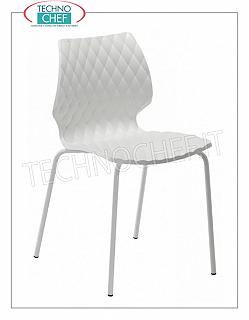Stühle STUHL mit KÖRPER in der Farbe POLYPROPYLENE WHITE, 4-Bein-Rahmen in der Röhre WHITE PAINTED STEEL, UNI-Kollektion von METALMOBIL, dim.mm.470x530x790h