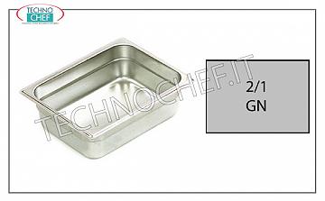 Gastronormbehälter GN 2/1 aus Edelstahl Gastronormschüssel 2/1, Edelstahl 18/10, Abm. mm 650 x 530 x 20 h