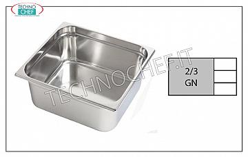 Gastronormbehälter GN 2/3 aus Edelstahl Gastronorm-Tablett 2/3, Edelstahl 18/10, Abm. mm 353 x 325 x 20 h
