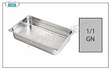 Perforierte Gastronorm 1/1-Behälter aus Edelstahl Gastronorm-Tablett 1/1, gelocht, Edelstahl 18/10, Abm. 530 x 325 x 20 mm