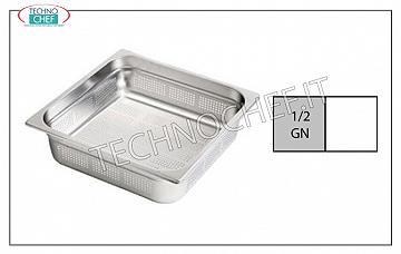 Perforierte GN 1/2-Behälter aus Edelstahl Gastronorm-Tablett 1/2, gelocht, Edelstahl 18/10, Abm. 325 x 265 x 20 mm