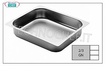 GN 2/3 Tabletts aus Edelstahl Gastro-Norm 2/3 Backblech aus Edelstahl mit 20 mm hohem Rand, Abm. mm 353x325x20h
