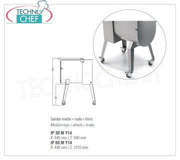 SIRMAN - Mittlere Beine mit Rädern Mittlere Beine mit Rädern, für Fleischmischer Mod. IP30M / IP50M