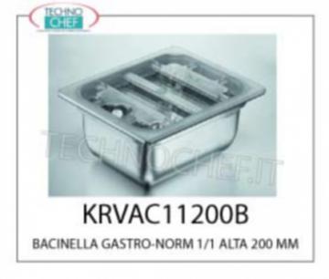 BACINELLA Gastro-Norm 1/1 HOCH 200 mm geeignet für VACUUM (zusammen mit einem entsprechenden Abdeckung), Edelstahl mit großen Dicke, mm Außenabmessungen. 325x530x200h 