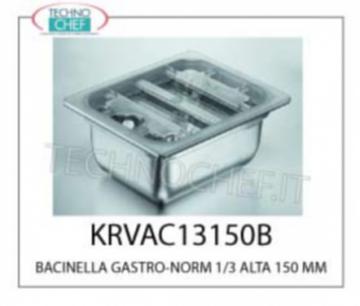 GASTRO-NORM-PFANNE 1/3 HOCH 150 MM, geeignet für VAKUUM, aus GROßEM, DICKEM EDELSTAHL, Außenmaße mm. 325x175x150h