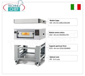 Elektrischer Pizzaofen für 6 Pizzen, 300 mm dick, 600x900 mm Kammer