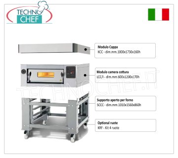 Elektrischer Pizzaofen für 8 Pizzen, 300 mm dick, 600 x 1200 mm Kammer
