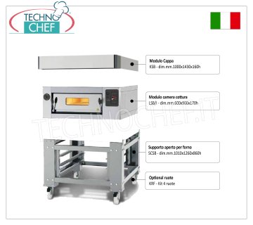 Elektrischer Pizzaofen für 6 Pizzen, 300 mm dick, 600x900 mm Kammer