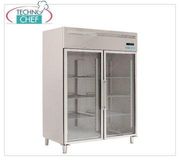 Forcold – Kühlschrank, 2 Glastüren, belüftet, Temp. +0°/+8°C, mit Monoblock, Plug-in-System, lt. 1300, Klasse C, Mod. M-GN1410TNG-FC Profi-Kühlschrank, 2 Glastüren, mit Monoblock, Stecksystem, belüftet, 650 lt, Temp.+0°/+8°C, GN 2/1, ökologisch in Klasse C, Gas R290, V.230/ 1 , Kw.0,508, Gewicht 206 Kg, Abm.mm.1480x830x2010h