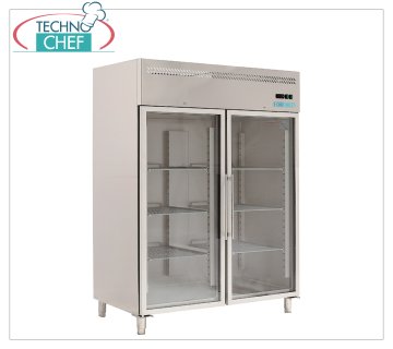 Forcold – Gefrier-/Gefrierschrank, 2 Glastüren, belüftet, Temp. -18°/-22°C, mit Monoblock, Stecksystem, lt. 1300, Klasse E, Mod. M-GN1410BTG-FC