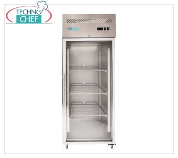 Forcold - Vitrine für Getränke, 1 Glastür, belüftet, Temp.+0°/+8°C, mit Monoblock, Plug-in-System, 650 lt, Klasse C, Mod.M-GN650TNG-FC Profi-Kühlschrank, 1 Glastür, mit Monoblock, Stecksystem, belüftet, 650 lt, Temp.+0°/+8°C, GN 2/1, ökologisch in Klasse C, Gas R290, V.230/ 1 , Kw.0,305, Gewicht 125 Kg, Abm.mm.740x830x2010h