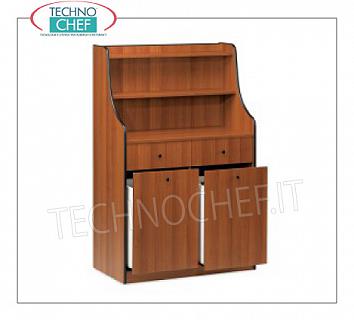 Möbel Zimmerservice Serviceeinheit Holzhalle Farbe KIRSCH furnierte, mit 2 Schubladen Besteck, 2 Schieben Trichter und mit 2 Böden angehoben, dim.mm.940x480x1450h