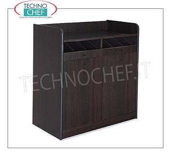 Möbel Zimmerservice Service Schrank in Kirschfarbe Melamin Raum mit zwei offenen Besteckschubladen und 2 Schieben Trichter, dim.mm.940x480x980h