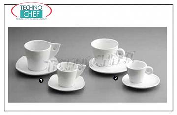 Tassen Kaffee - Cappuccino in Porzellan Tassen und Teller, BRAND TOGNANA