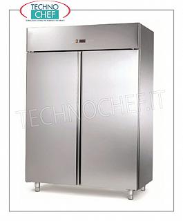 PROFESSIONAL Edelstahl-Kühl- / Gefrierschränke - BASIC Line 2-türiger Kühlschrank, 1.325 Liter, Betriebstemperatur -2 ° / + 8 ° C, belüftet, Gastro-Norm 2/1, V.230 / 1, Kw 0,70, Maße 1480x830x2010h mm