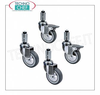 -- Satz mit 4 Rädern (2 mit Bremse) für Tische auf Beinen, Durchmesser 125 mm