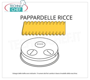 Technochef - PAPPARDELLE RICCE MATRIZE aus MESSING-BRONZE-LEGIERUNG Form für gewellte Pappardelle aus Messing-Bronze-Legierung 16 mm, für Mod. MPF1.5N