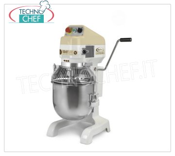 FAMA - BAKERLINE Planetary Dough Mixer, mit Edelstahltank lt.20, Mod. PB20 Planetary Professional Teigmischer mit 20 Liter Edelstahltank, BAKERLINE, komplett mit Haken, Spatel und Schneebesen aus Edelstahl, 3 Geschwindigkeiten, V.230 / 1, Kw.0.55, Gewicht 97 kg, Abmessung.540x500x850h