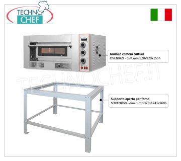 Gas-Pizzaofen für 9 Pizzen à 300 mm, 920 x 920 mm Kammer, MECHANISCHE Steuerung
