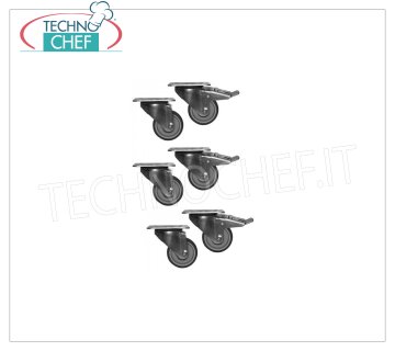 6 Räder Kit (3 mit Bremse)