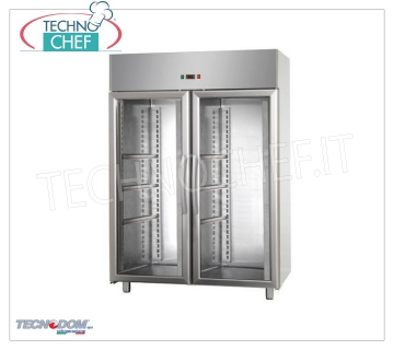 Technochef - Kühlschrank mit 2 Glastüren, lt. 1200, Professional, Modell AF12EKOMTNPV Kühlschrank 2 Glastüren, lt.1200, Temperatur 0 ° / + 10 ° C, belüftete Kühlung, V.230 / 1, Kw.0.57, Gewicht 171 kg, dim.mm.1420x700x2030h