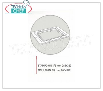 TECHNOCHEF - Anticoradal Aluminiumform, Mod.GN1 / 2 Anticoradal Aluminiumform für Mod.TRAY600 und TRAY800, mit 1 Abformung für Gastro-Norm 1/2 Behälter, 265x320 mm