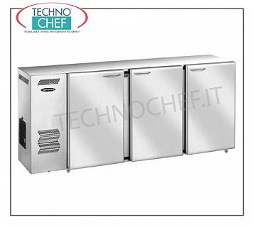 Kühltische für Bars Mehrzweck-Kühlrückzähler, 3 Edelstahlsacktüren, belüftet, Temp. + 2 ° bis + 8 °, V 230/1, 3,96 kW, dim. 1740x540x850h mm.
