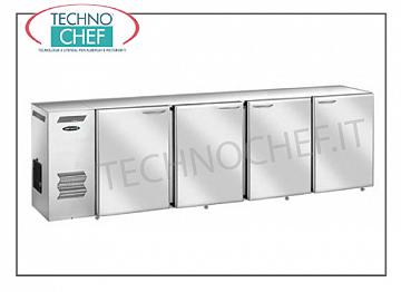 Kühlschrankzähler für Stangen Mehrzweck-Kühlrückwand, 4 Jalousietüren aus Edelstahl, belüftet, Temp. + 2 ° + 8 °, V 230/1, kW 4,23, Abm. mm 2400x540x850h.